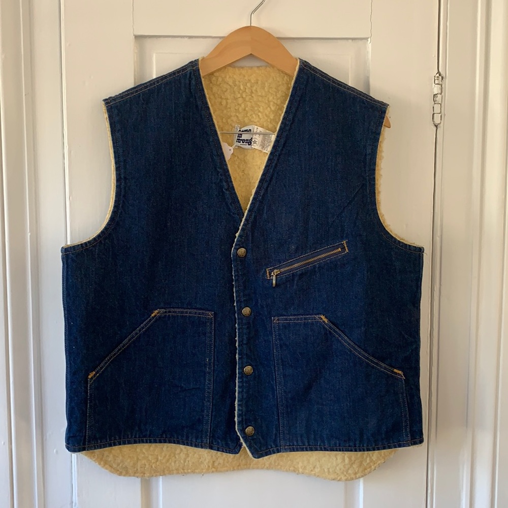 Sherpa lined denim vest